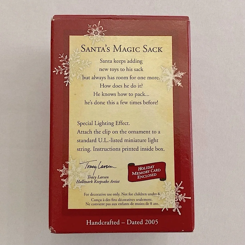 💚 Vintage 2005 Exclusive VIP Gift Hallmark Keepsake Santa’s Magic Sack Ornament